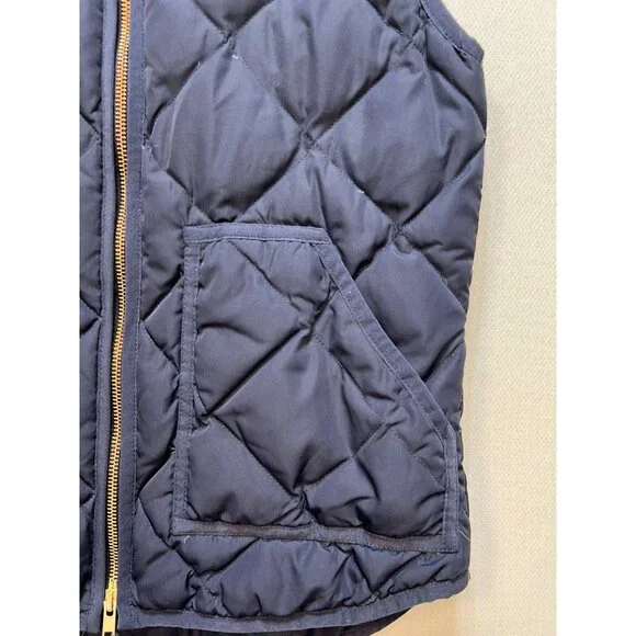 J.Crew Women's Cardigan Quilted Puffer Vest Full Zip Size XS Navy Blue Pockets - Picture 7 of 11